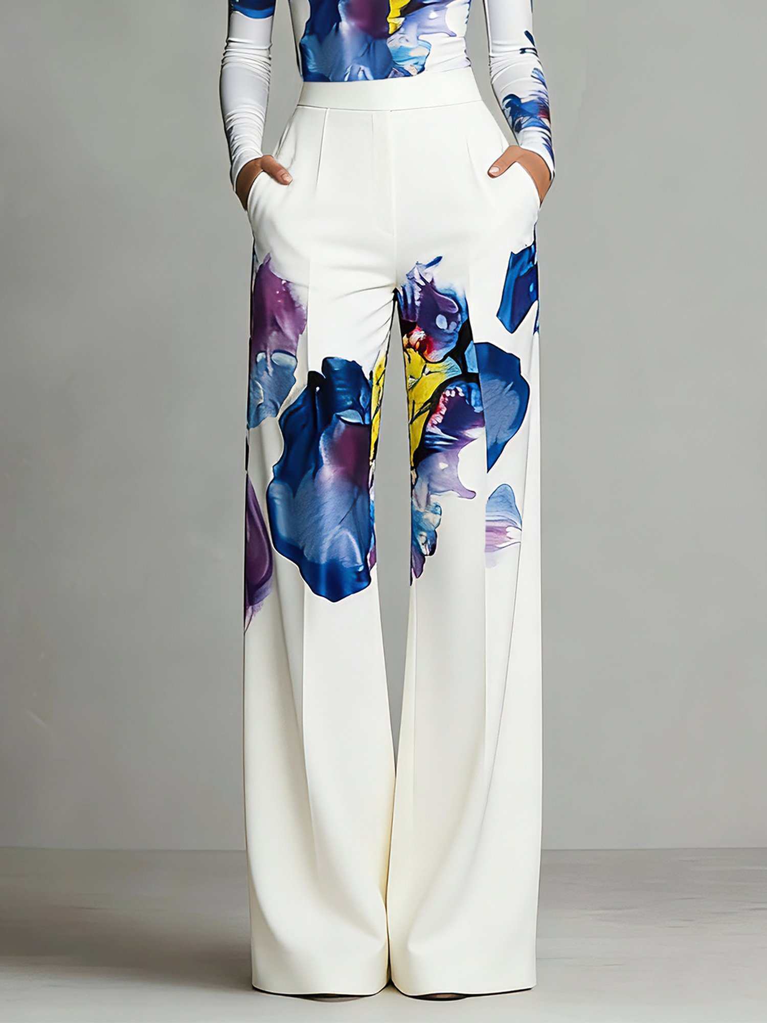 Urban Random Print Printing Wide Leg Pants