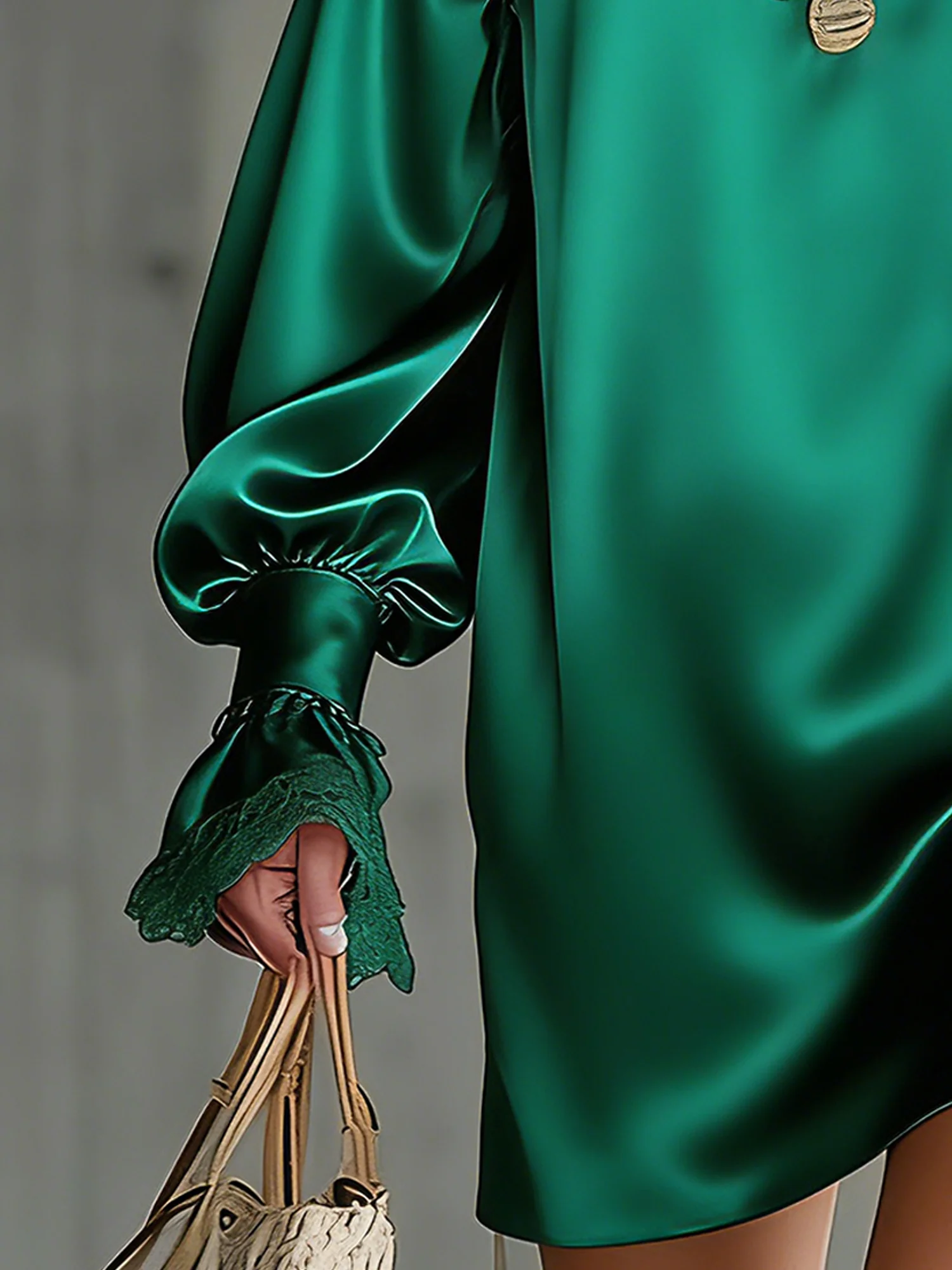 Elegant Plain Split Joint Crew Neck Mini Dress