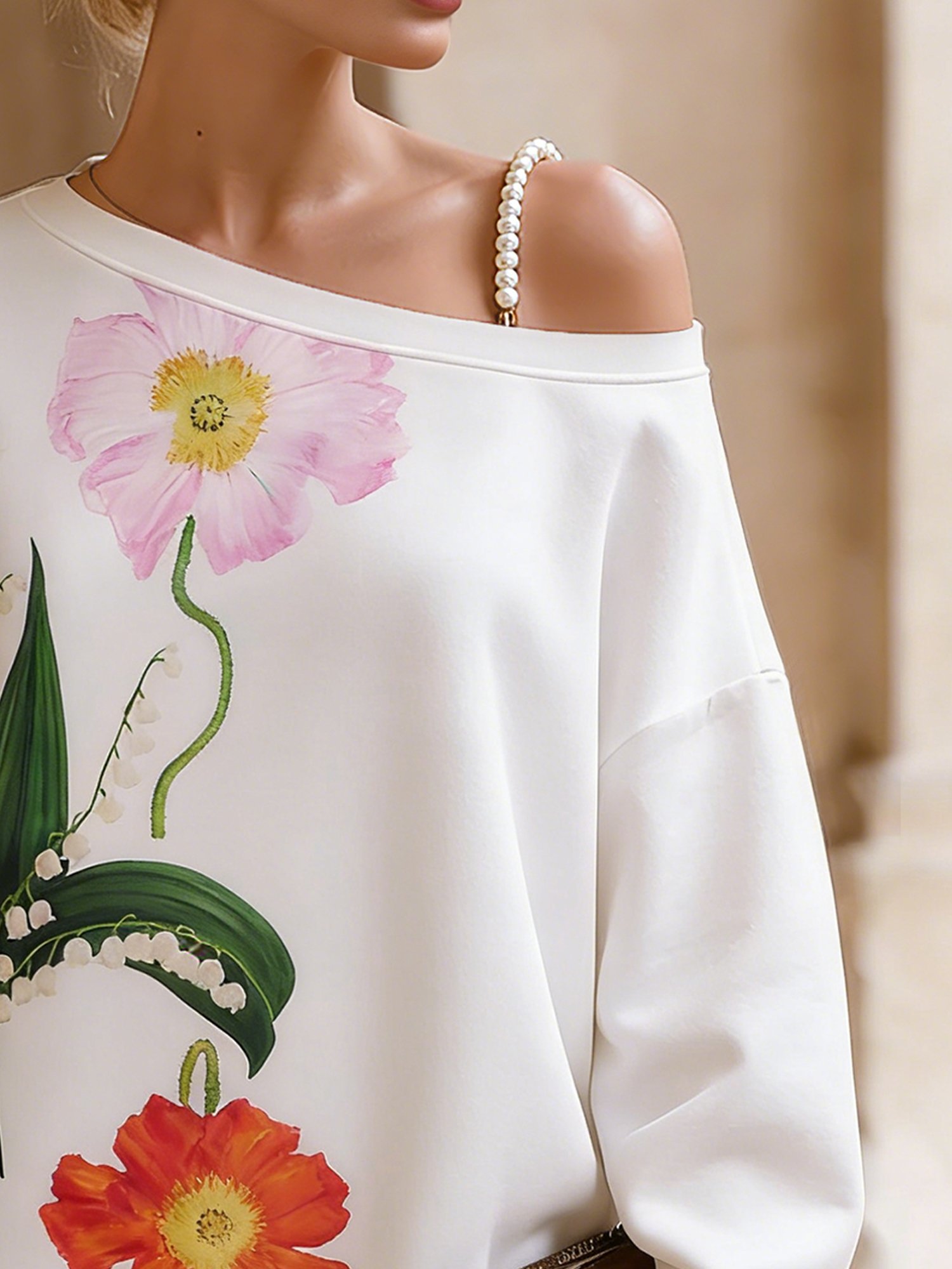 Casual Floral Printing Asymmetrical Sweatshirt