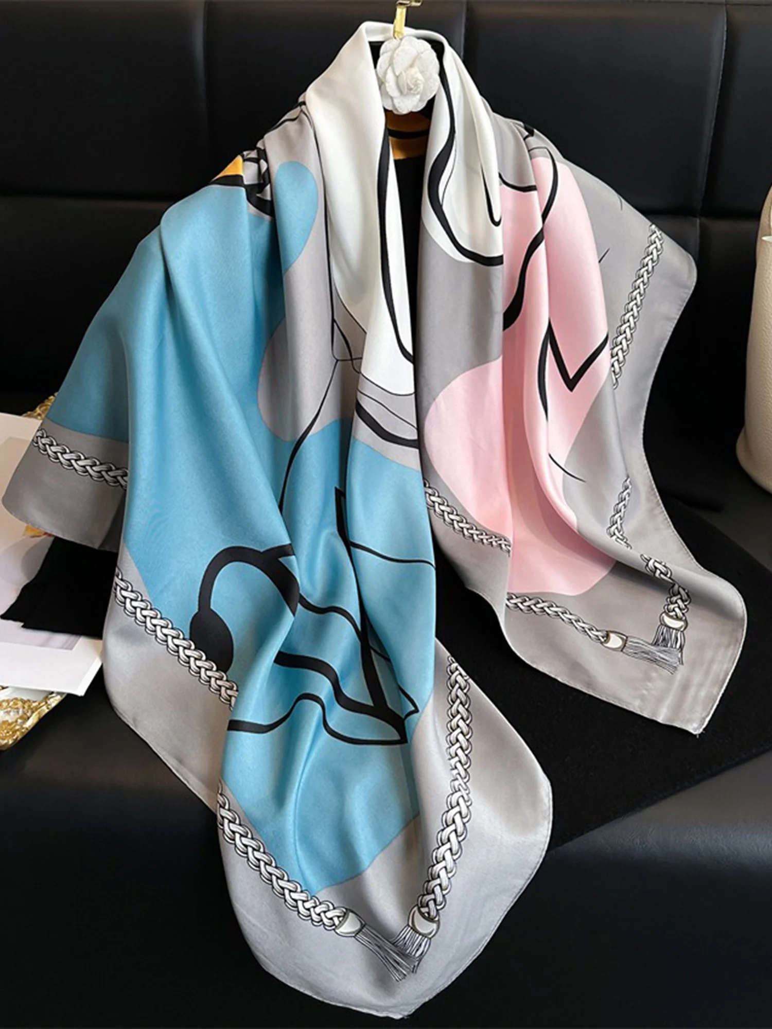 Urban Geometric Silk Scarf