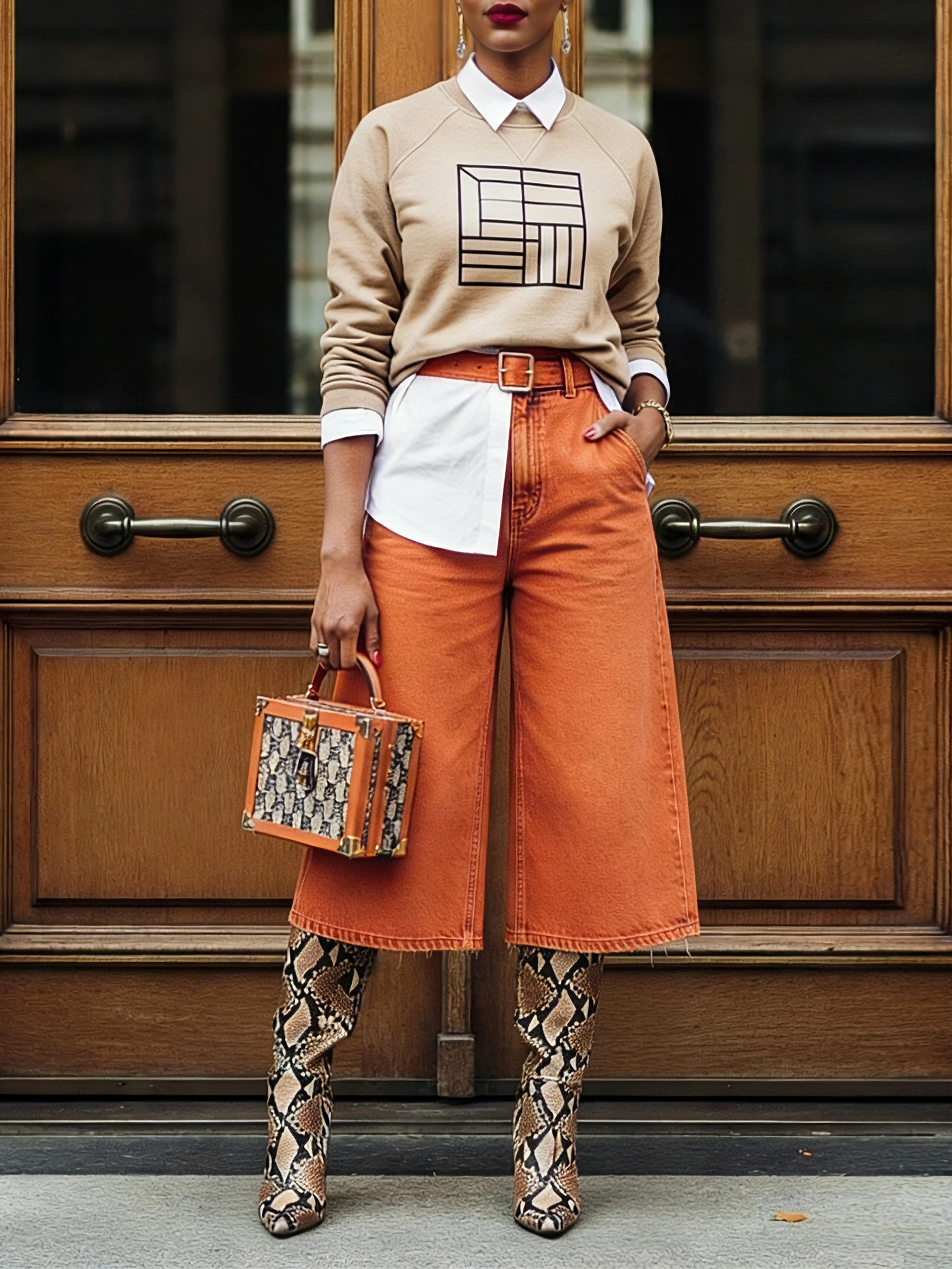 Pockets Casual Jeans With Belt