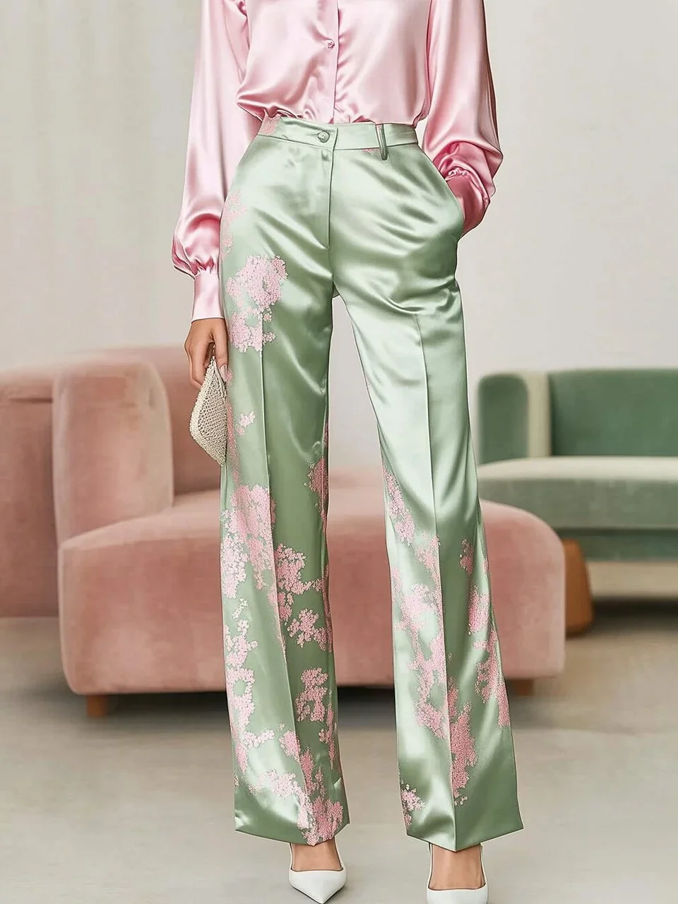 Casual Floral Tailored Fashion Pants