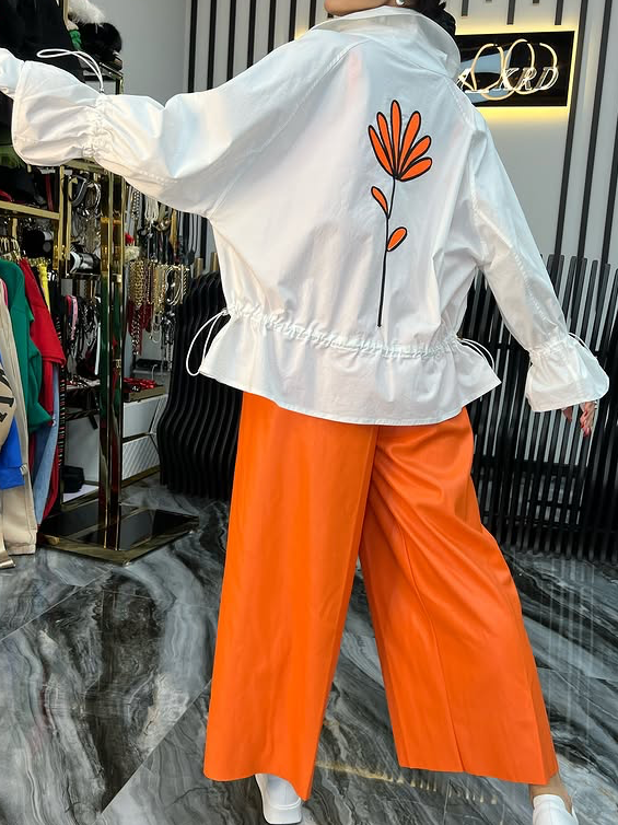 Casual Floral Shawl Collar Trench Coat