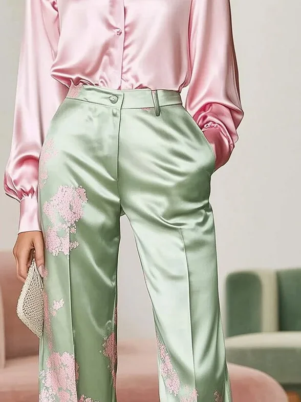Casual Floral Tailored Fashion Pants
