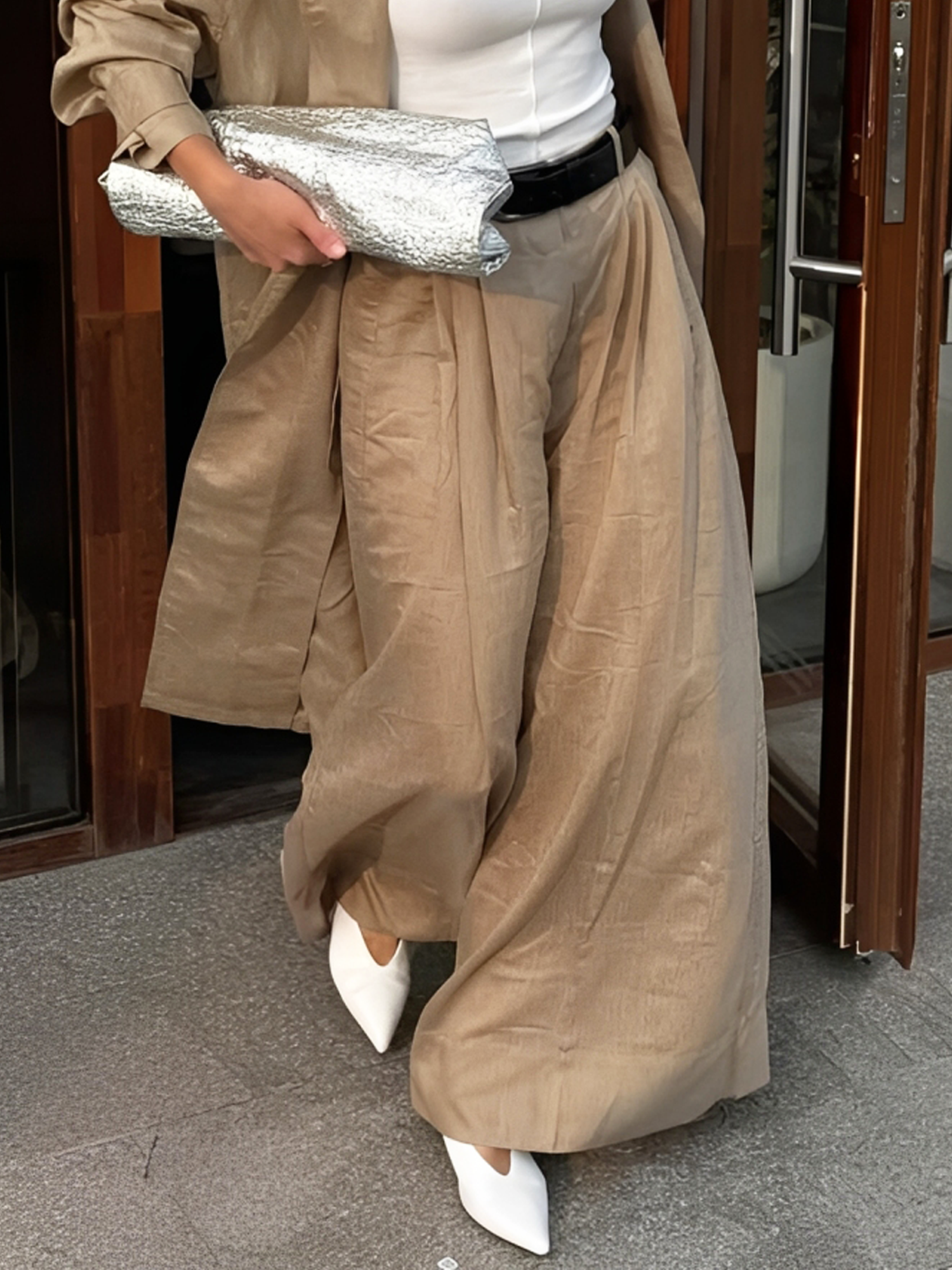 Casual Plain Wide Leg Pants