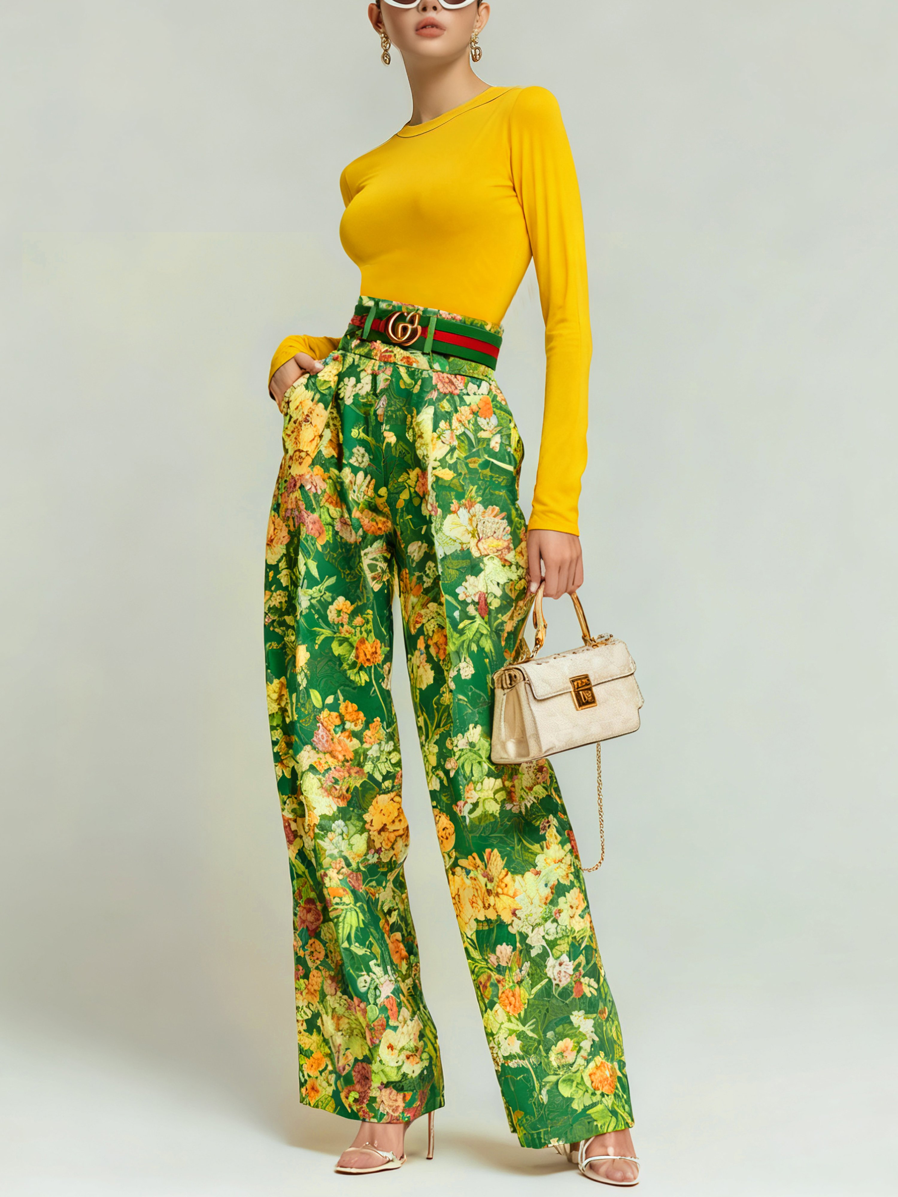 Urban Floral Straight Pants No Belt