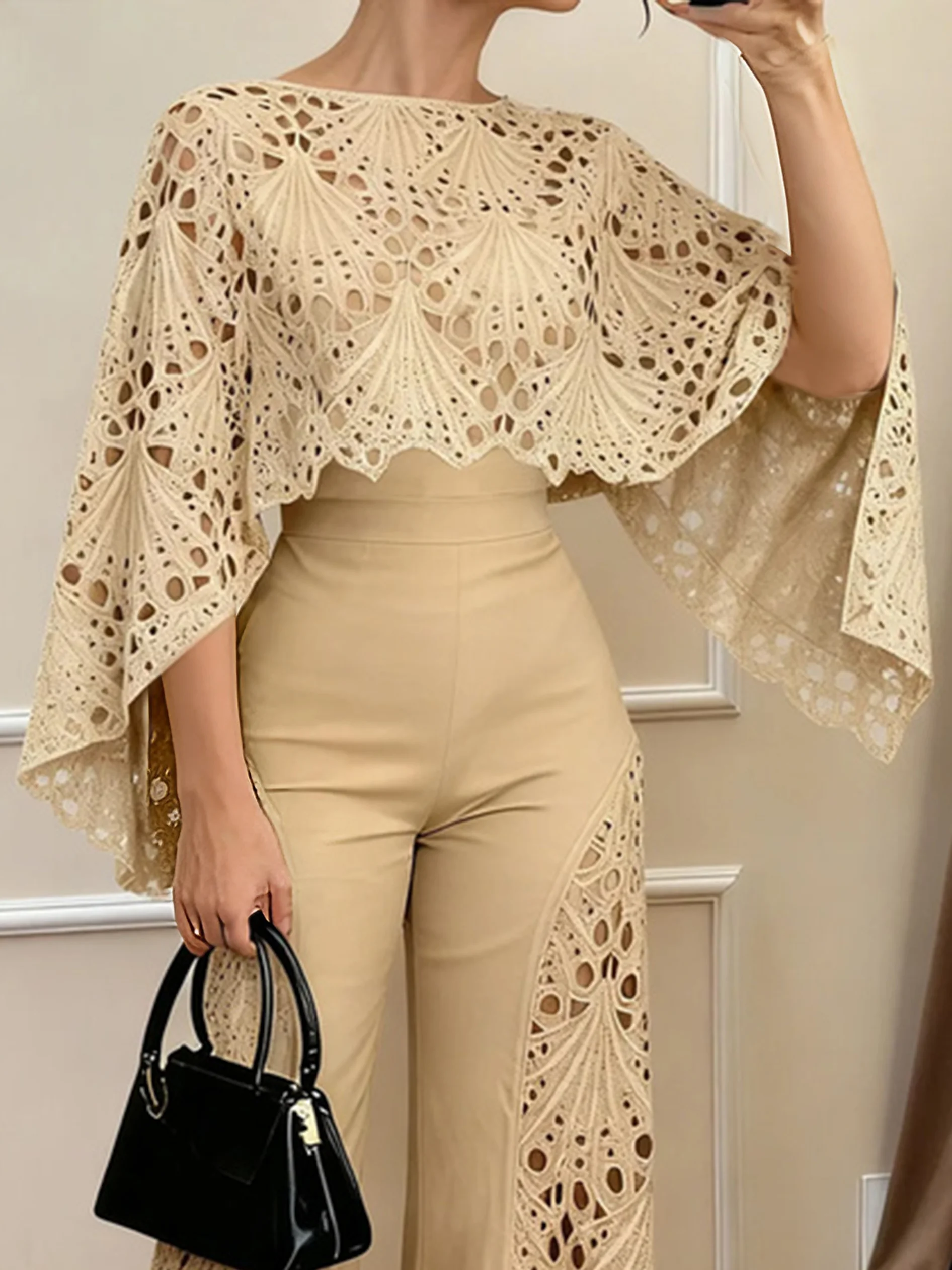 Urban Plain Split Joint Raglan Sleeves Blouse