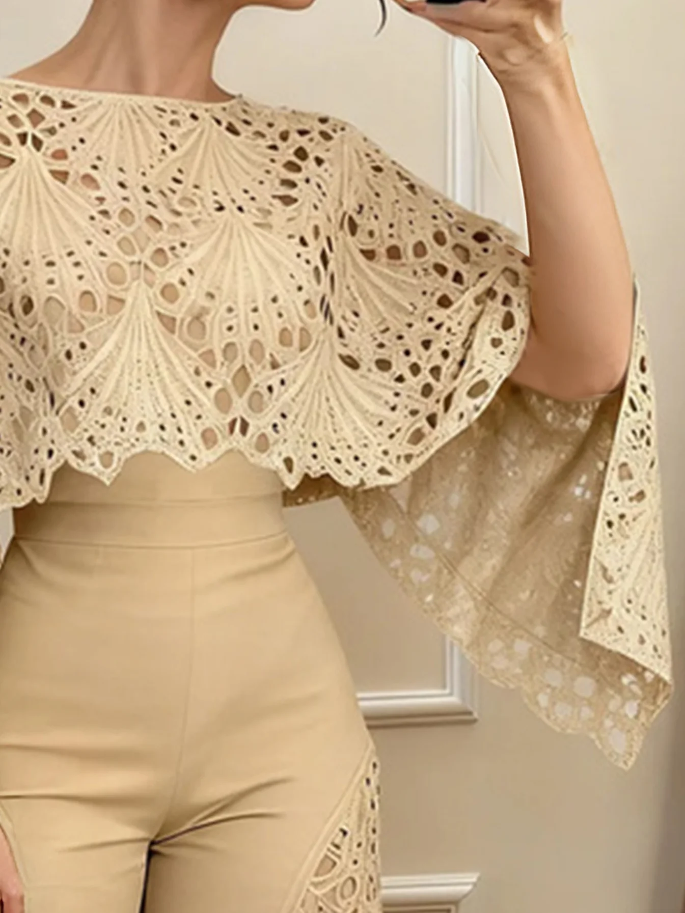 Urban Plain Split Joint Raglan Sleeves Blouse