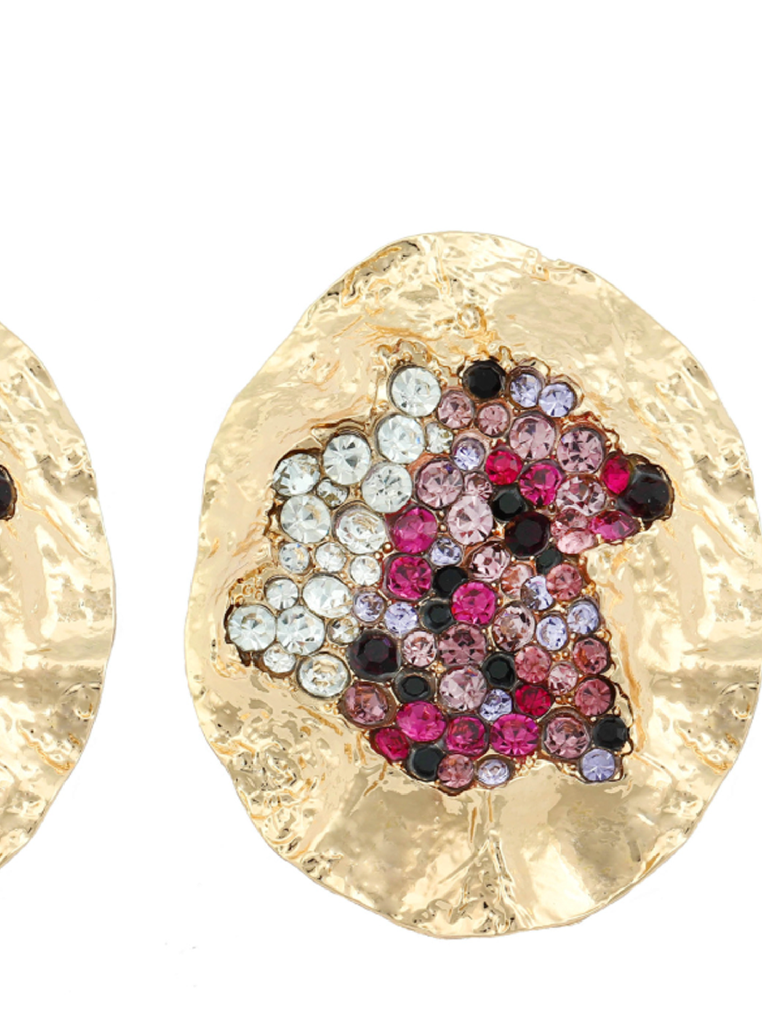 Oval-shaped sinkhole alloy earrings inlaid with colored diamonds, irregular earrings