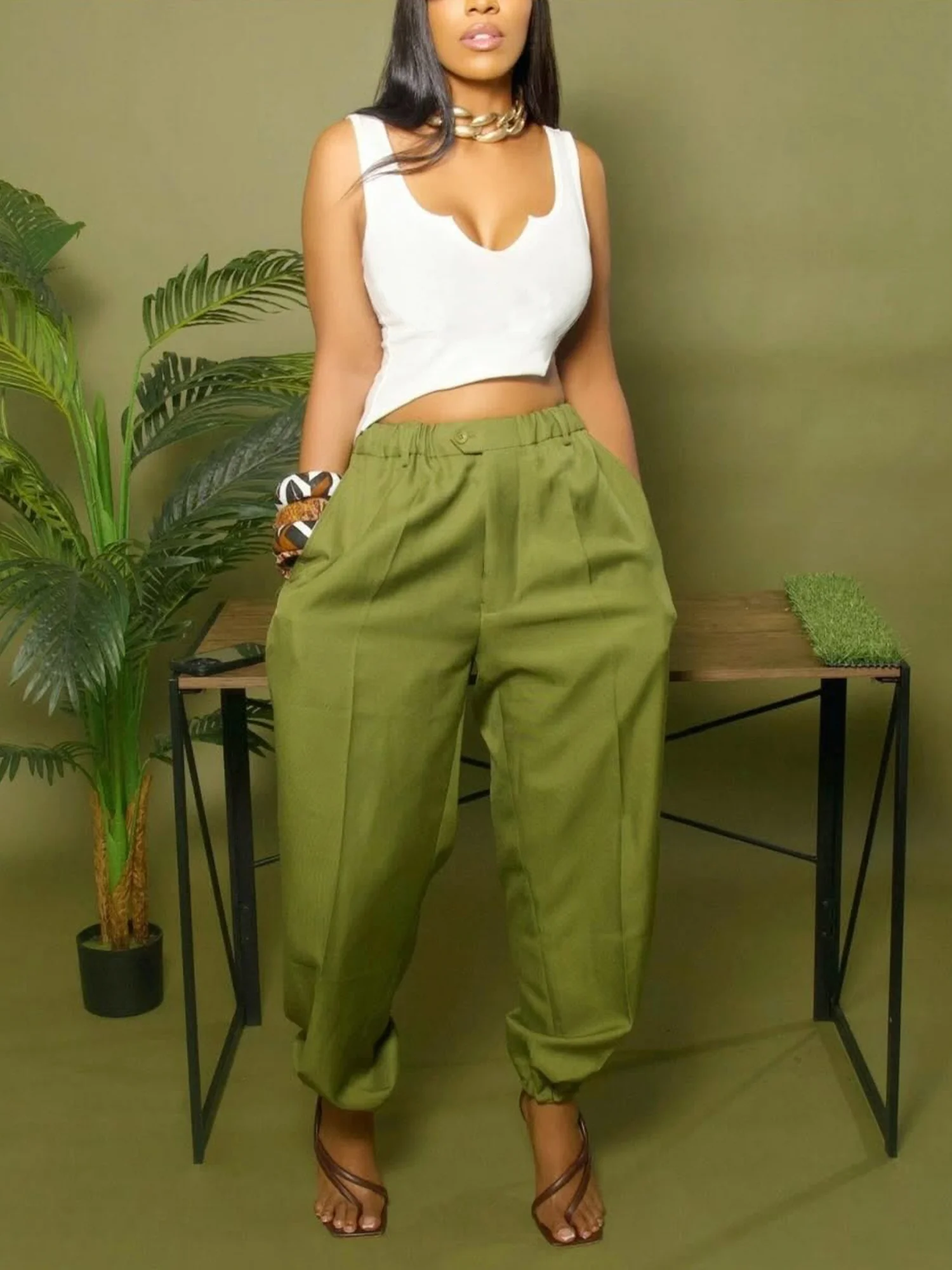 Casual Plain Baggy Pants