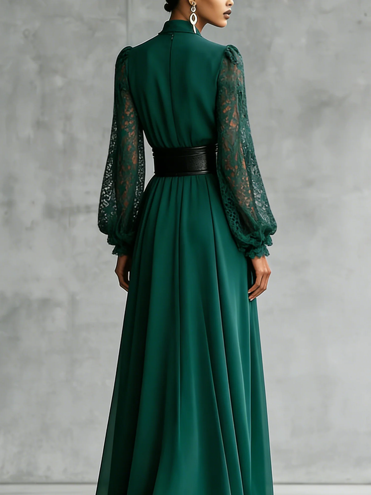 Elegant Plain V Neck Maxi Dress No Belt