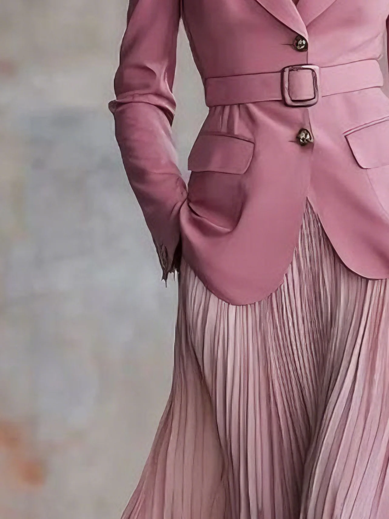 Elegant Pleated Plain Maxi Skirt