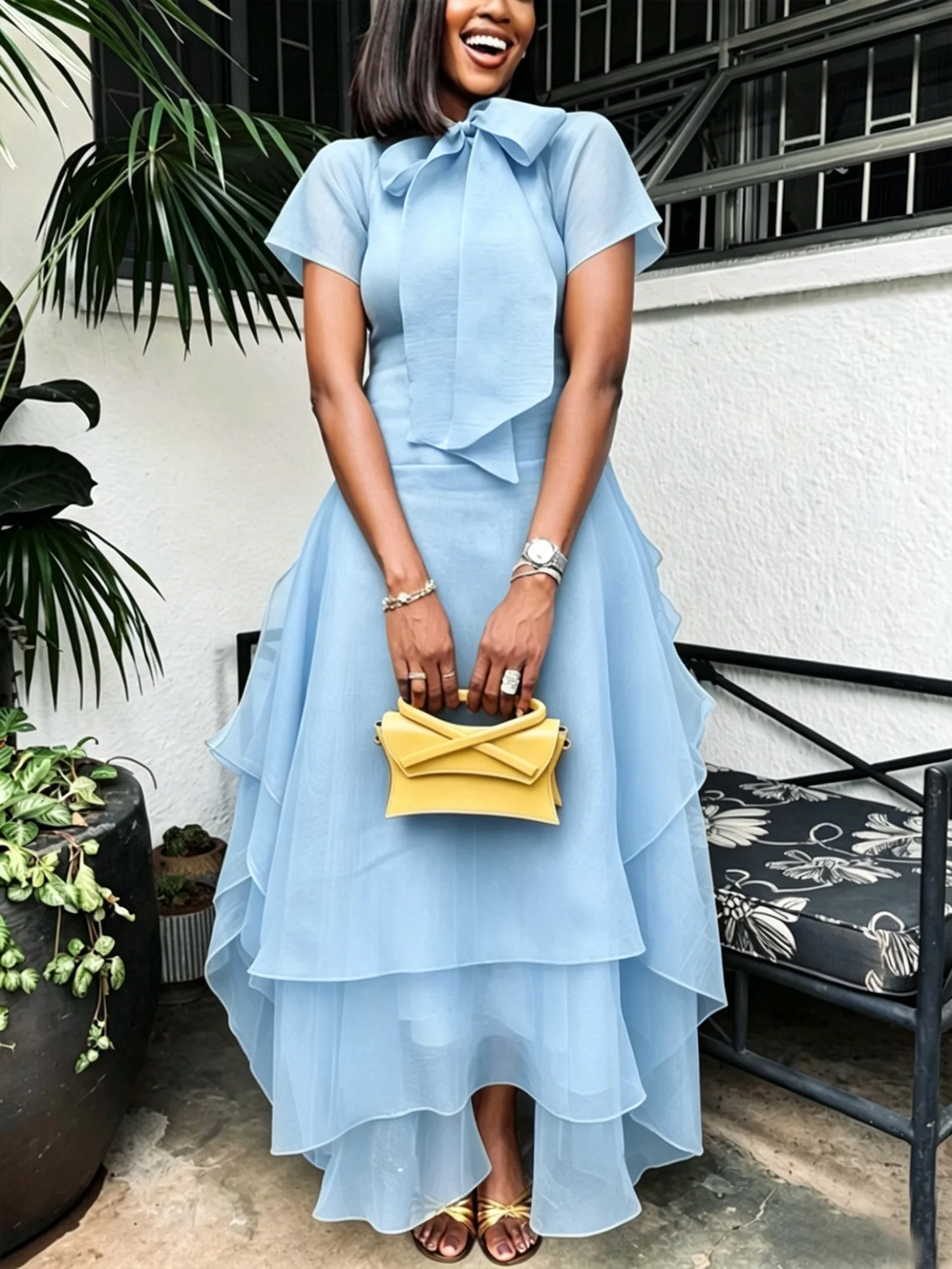 stylewe elegant dresses Elegant Ruffle Sleeve Printing V Neck Maxi Dress @stylewe Color:As  Picture;Size:S SKU: PA3K1398E7B2 20%OFF code:JAC20