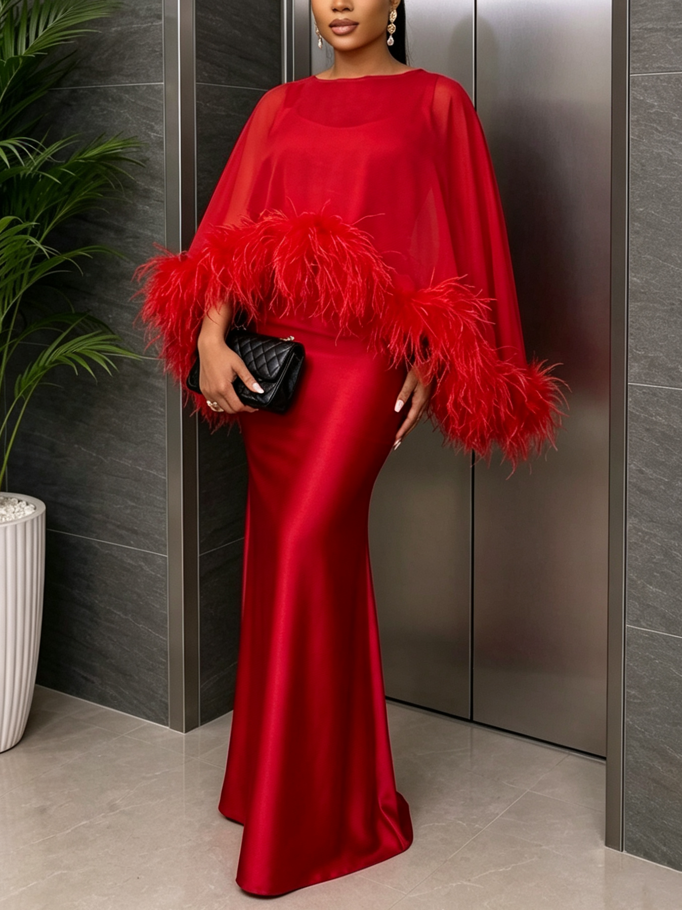 Elegant Plain Floor-Length Skirt