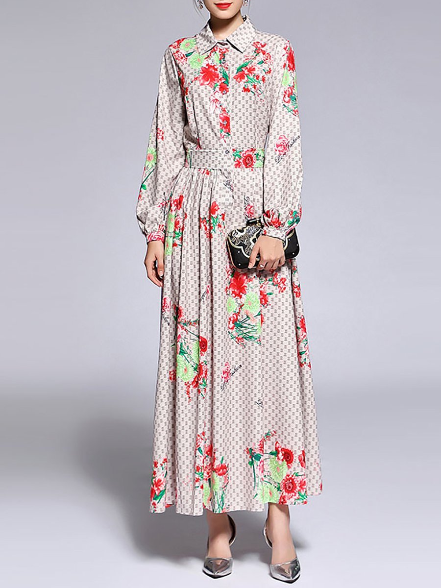 balloon sleeves boho printed maxi dresses