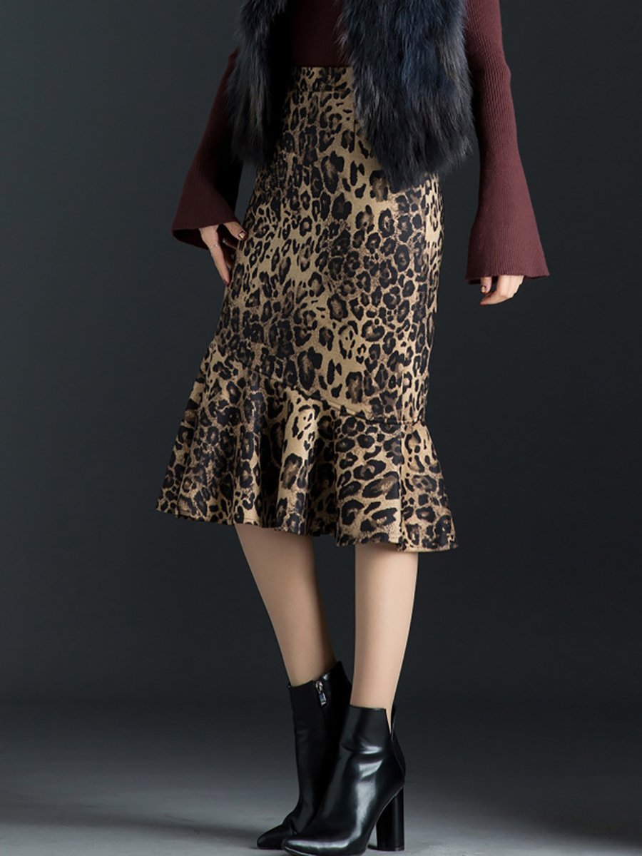 Leopard Printed Elegant Skirts Leopard Printed Elegant Skirts