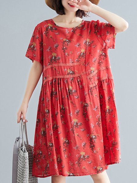 crew neck printed casual shift dress crew neck printed casual shift dress