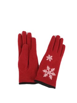 Floral Jacquard Wool Blend Gloves