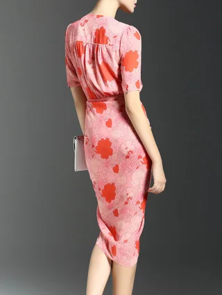 floral sheath midi dress