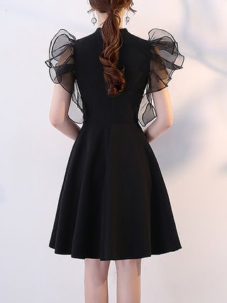 a line black midi dress