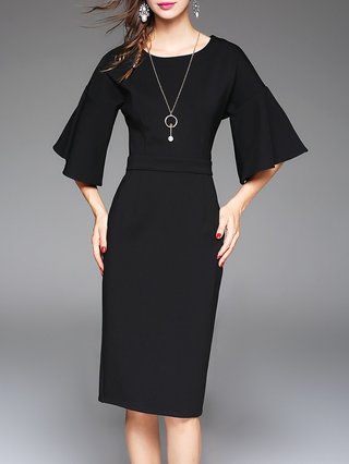 black sheath midi dress