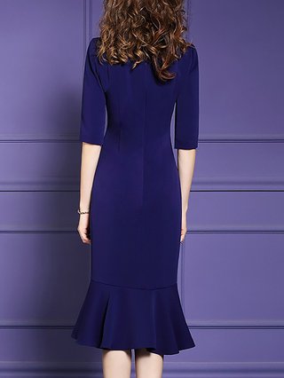 blue formal midi dress