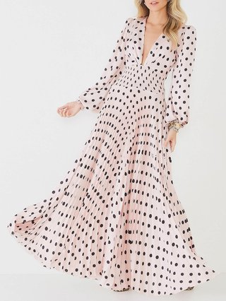 black and white polka dot maxi dress