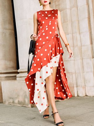 polka dot asymmetrical dress