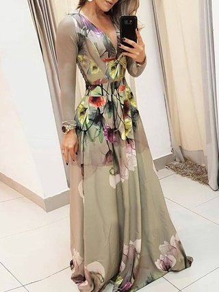 Stylewe Summer Dresses Long Sleeve Sundress Party Evening A Line