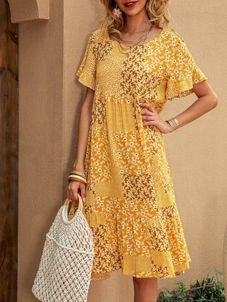 boho floral midi dress