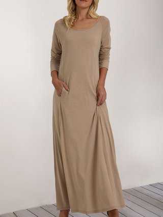 khaki maxi dress with sleeves