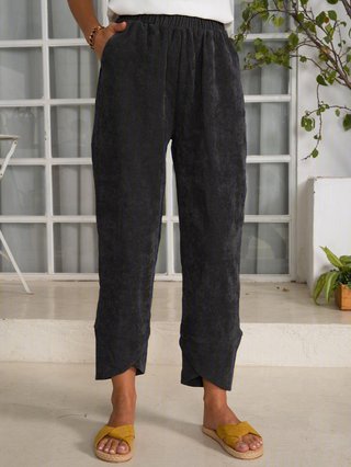 summer pockets striped casual capri pants