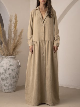 khaki maxi dress with sleeves