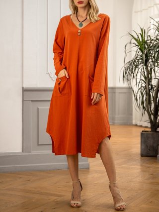 orange casual dresses