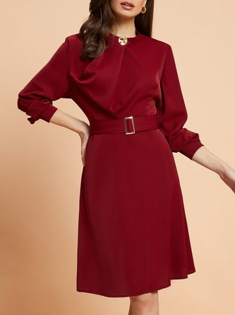 Long sleeve Regular Fit Elegant Midi Dress