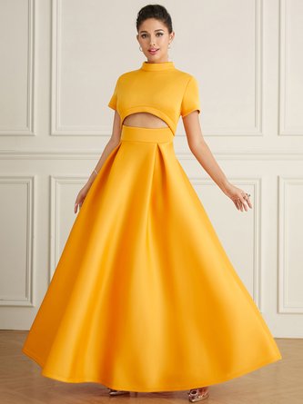 Short sleeve Half Turtleneck Elegant  Party Dress