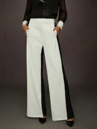 Urban Monochrome Colorblock Wide-Leg Pants