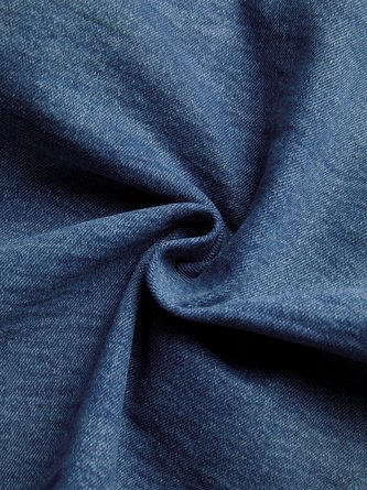 Casual Pockets Plain Crew Neck Denim Jacket 8 Casual Pockets Plain Crew Neck Denim Jacket - Image 8