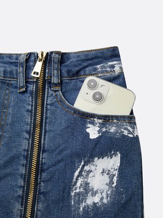 Zipper Plain Casual Jeans 8 Zipper Plain Casual Jeans - Image 8