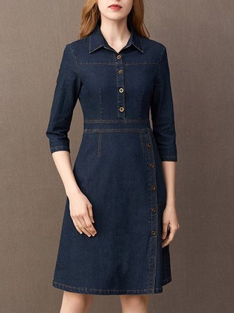summer buttoned solid casual shirt dresses