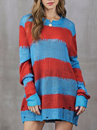 red and green striped sweater dress