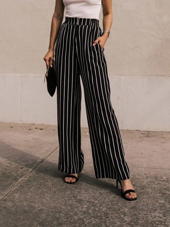 Stripes Simple Daily Shift Pants