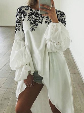 Long Sleeve Printed Floral Shift Top