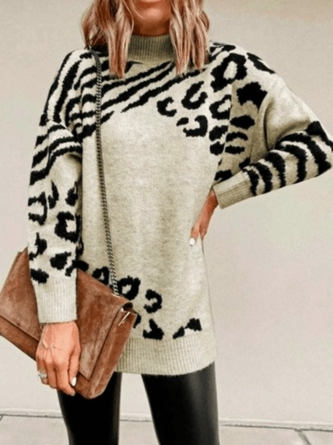 Fall Turtleneck Casual A-Line Long Sleeve Daily Casual Sweater