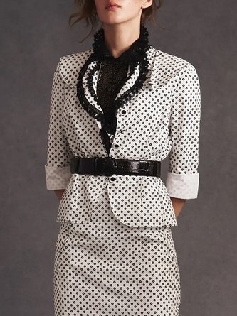 Women Polka Dots Autumn Elegant Natural Regular Fit Long sleeve Regular X-Line Regular Blazer