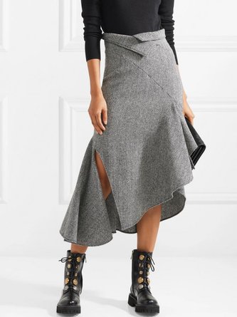 Plain Autumn Urban High Waist Daily Regular Fit A-Line Regular Regular Size Skirt for Women