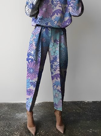 Floral Regular Fit Casual Fashion Pants