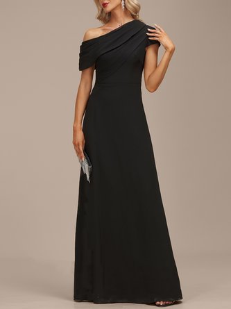 Asymmetrical Elegant Regular Fit Plain Party Dress