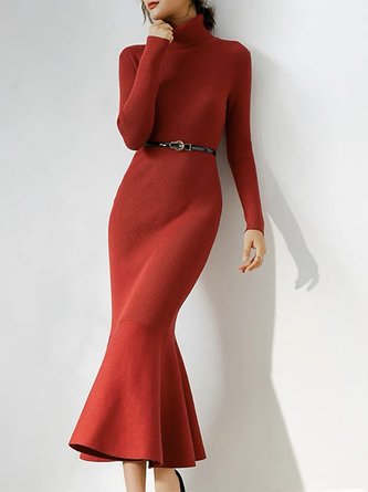Tight Elegant Plain Long Sleeve Maxi Dress
