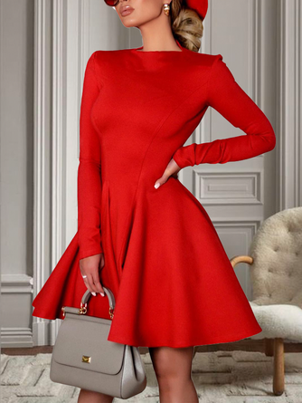 Plain Elegant Long Sleeve Mini Party Dress